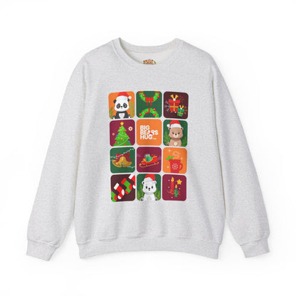 Bear hug Christmas grid (front) unisex crewneck sweatshirt