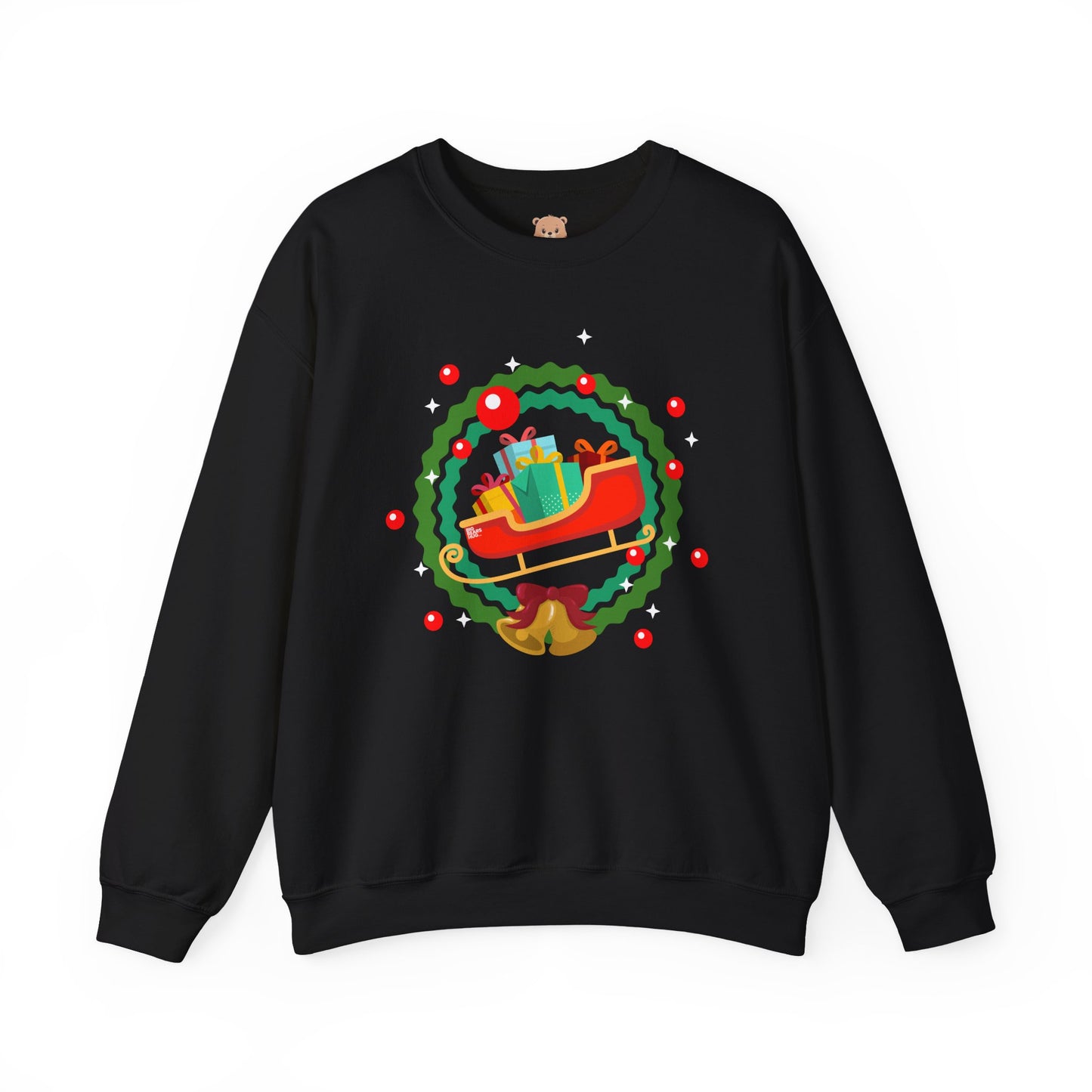 Santa coming with Christmas gifts (front) unisex cozy crewneck sweatshirt