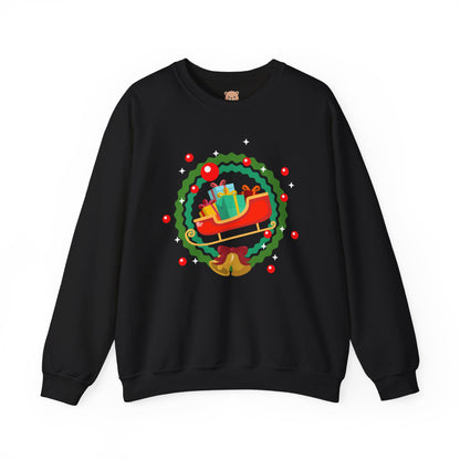 Santa coming with Christmas gifts (front) unisex cozy crewneck sweatshirt