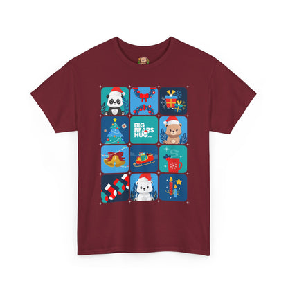 Bear hug cool Christmas grid (front) unisex crewneck t-shirt