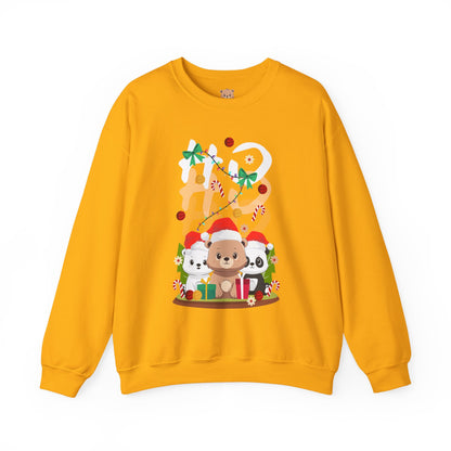 Ho Ho Ho Christmas bears (front) unisex cozy crewneck sweatshirt