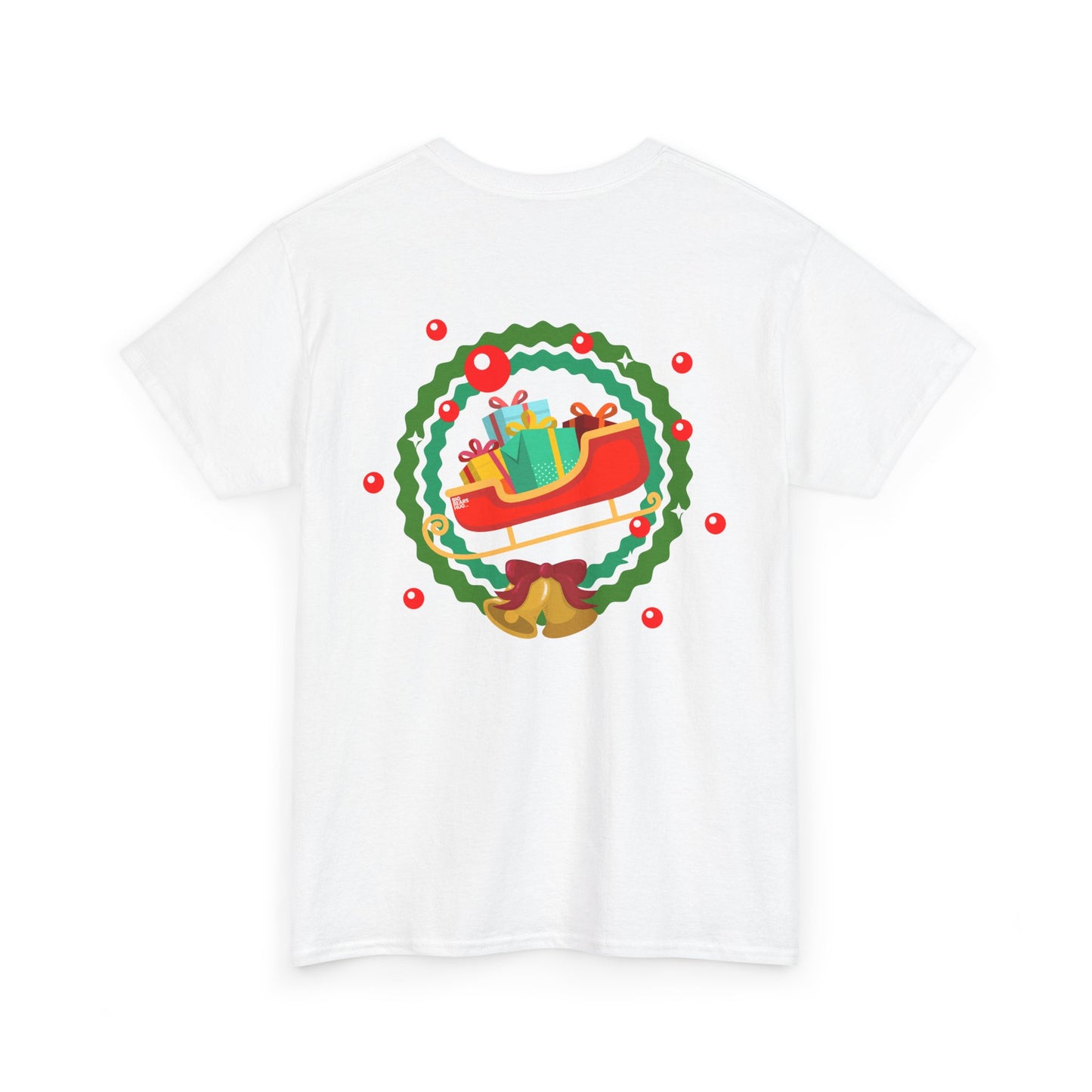 Santa coming with Christmas gifts (back) unisex crewneck t-shirt