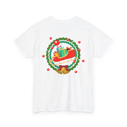 Santa coming with Christmas gifts (back) unisex crewneck t-shirt