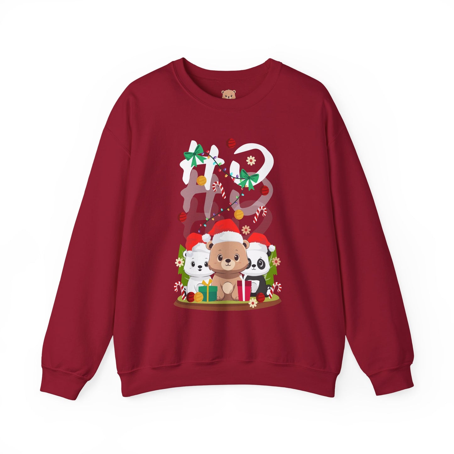 Ho Ho Ho Christmas bears (front) unisex cozy crewneck sweatshirt
