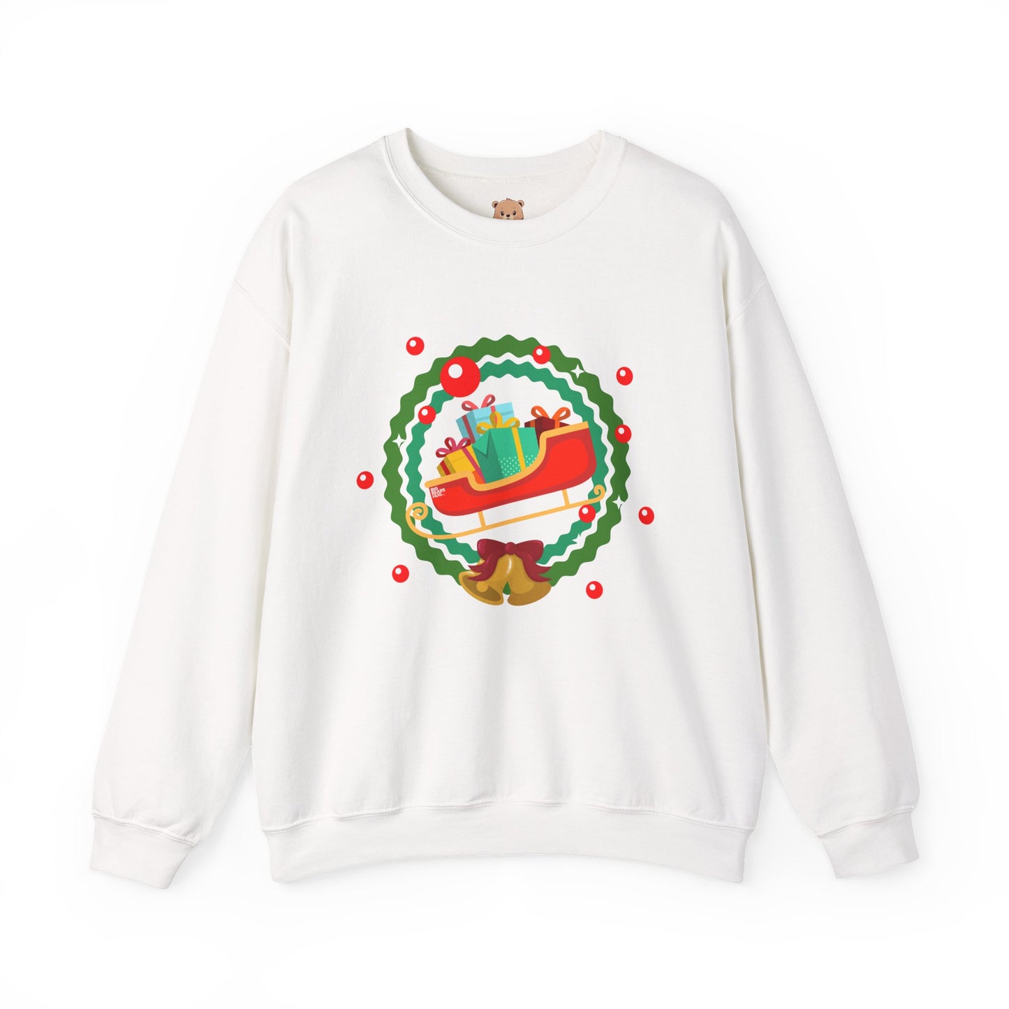 Santa coming with Christmas gifts (front) unisex cozy crewneck sweatshirt