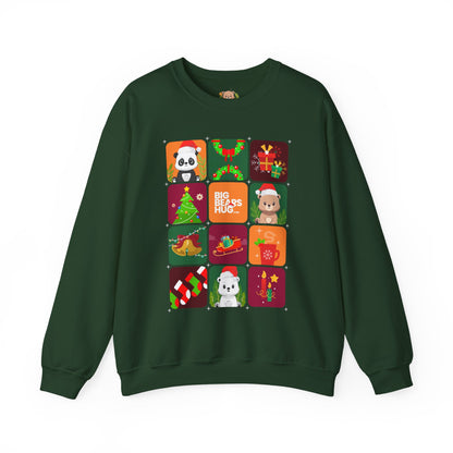 Bear hug Christmas grid (front) unisex crewneck sweatshirt