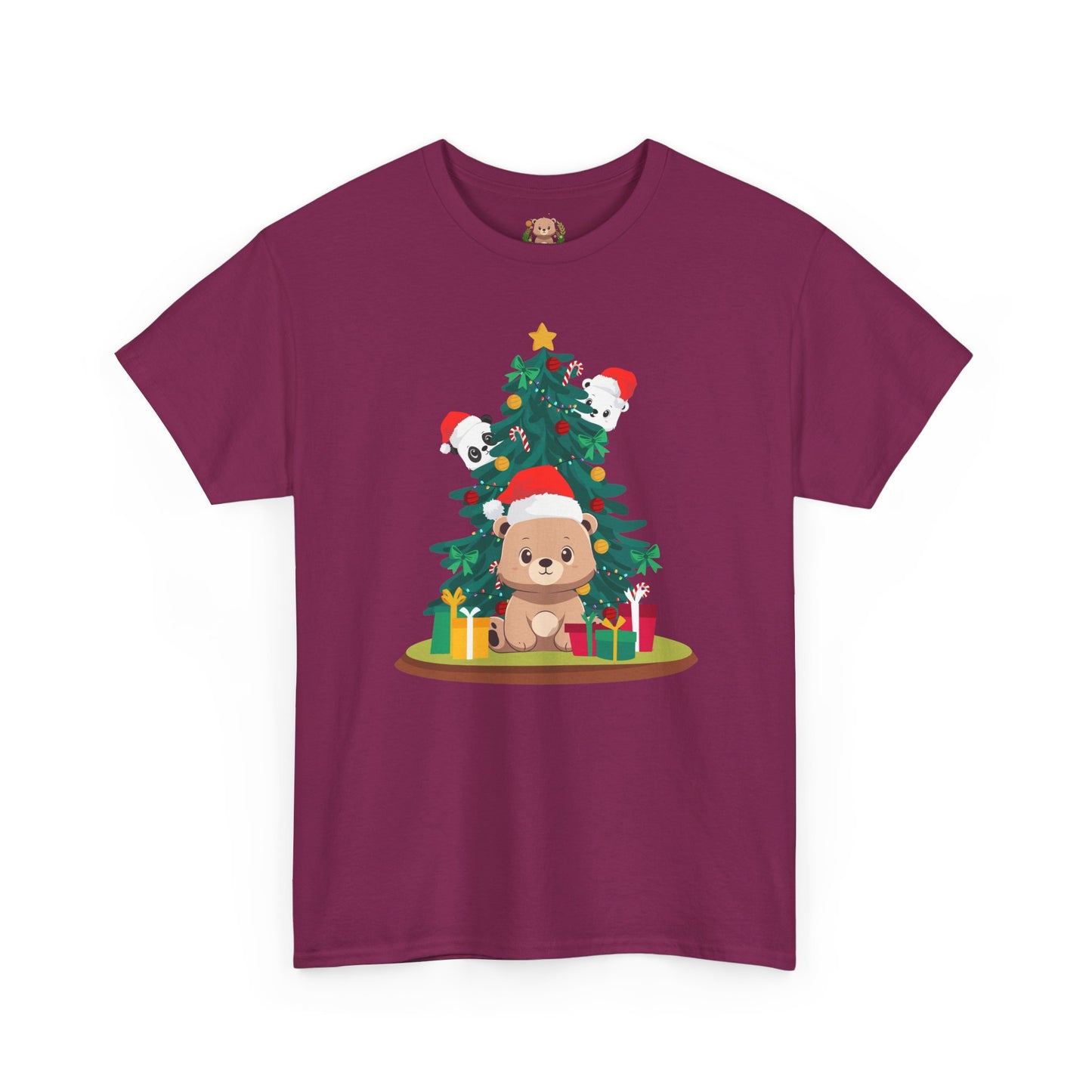 Peek a booo Christmas Santa bears (front) unisex crewneck t-shirt