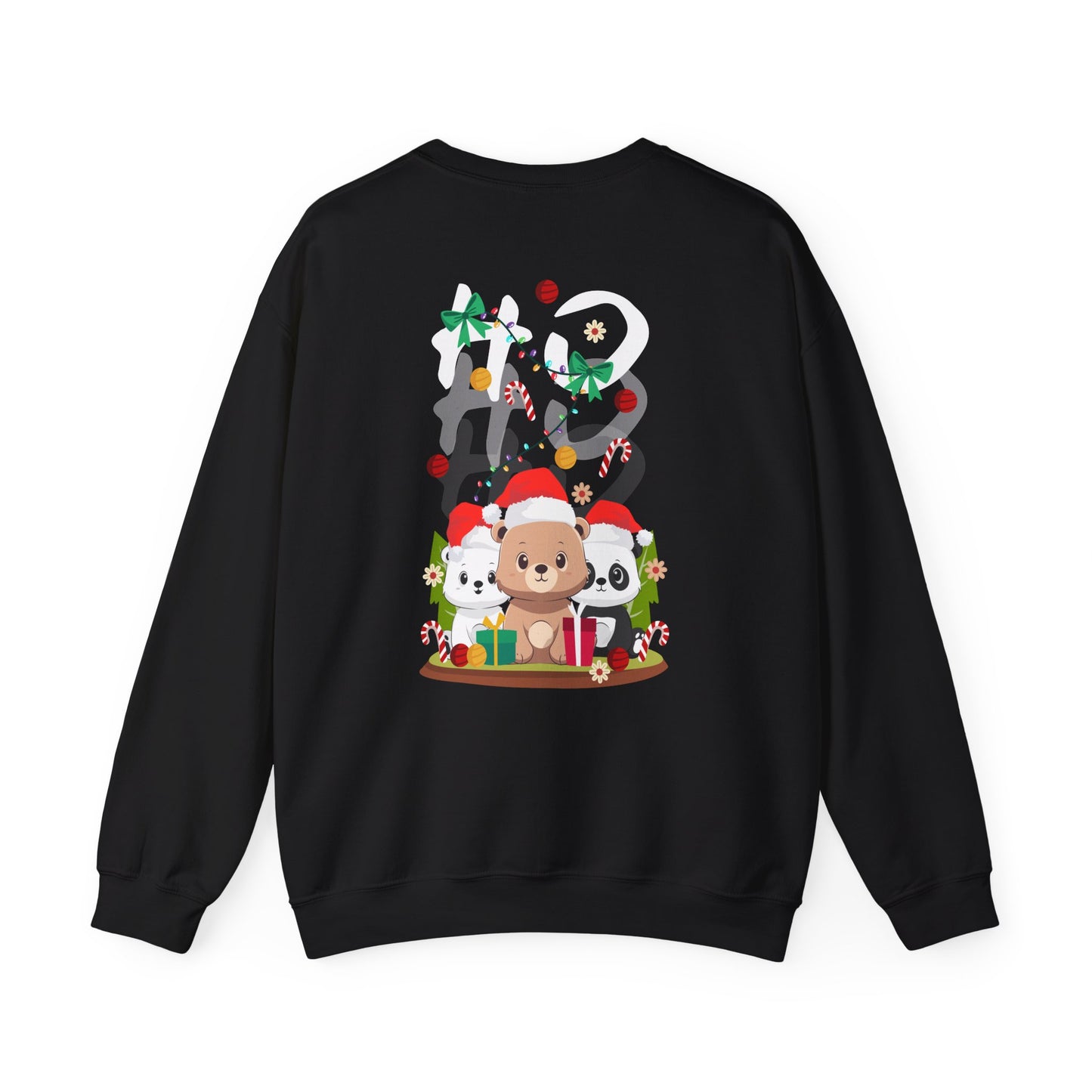 Ho Ho Ho Christmas bears (back) unisex cozy crewneck sweatshirt