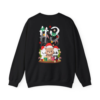 Ho Ho Ho Christmas bears (back) unisex cozy crewneck sweatshirt