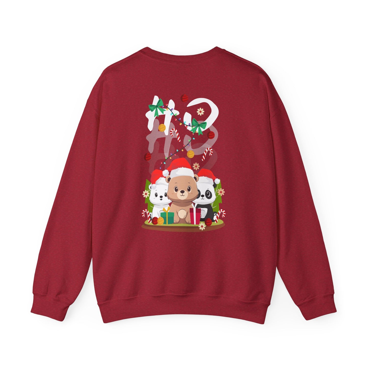 Ho Ho Ho Christmas bears (back) unisex cozy crewneck sweatshirt