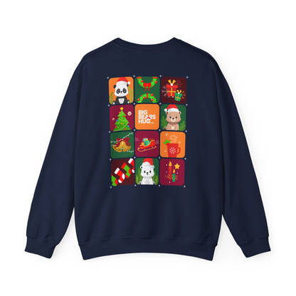 Bear hug Christmas grid (back) unisex crewneck sweatshirt