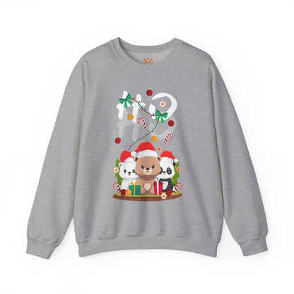 Ho Ho Ho Christmas bears (front) unisex cozy crewneck sweatshirt