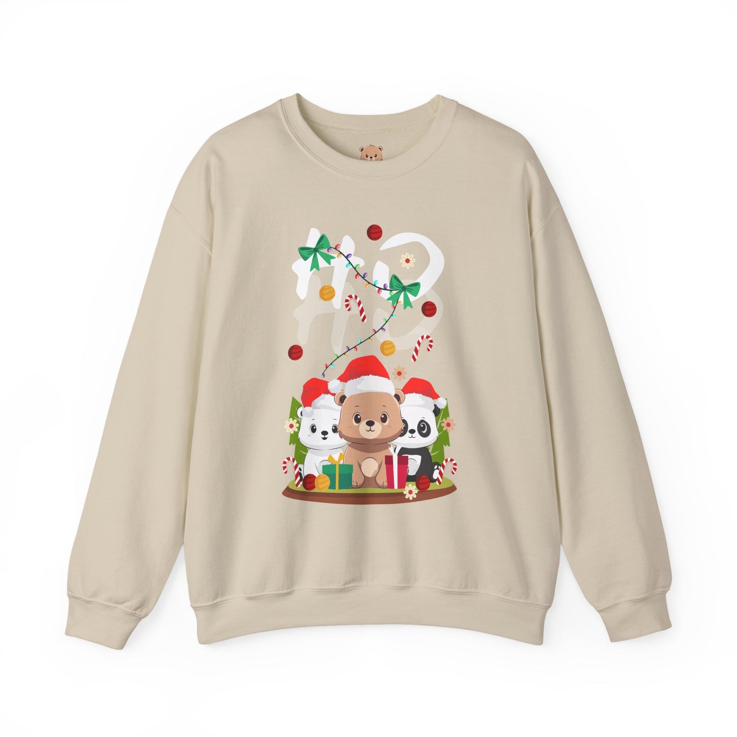 Ho Ho Ho Christmas bears (front) unisex cozy crewneck sweatshirt