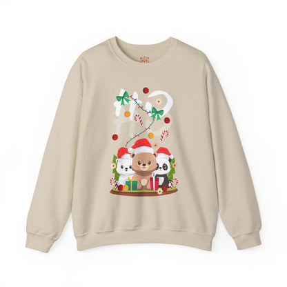 Ho Ho Ho Christmas bears (front) unisex cozy crewneck sweatshirt