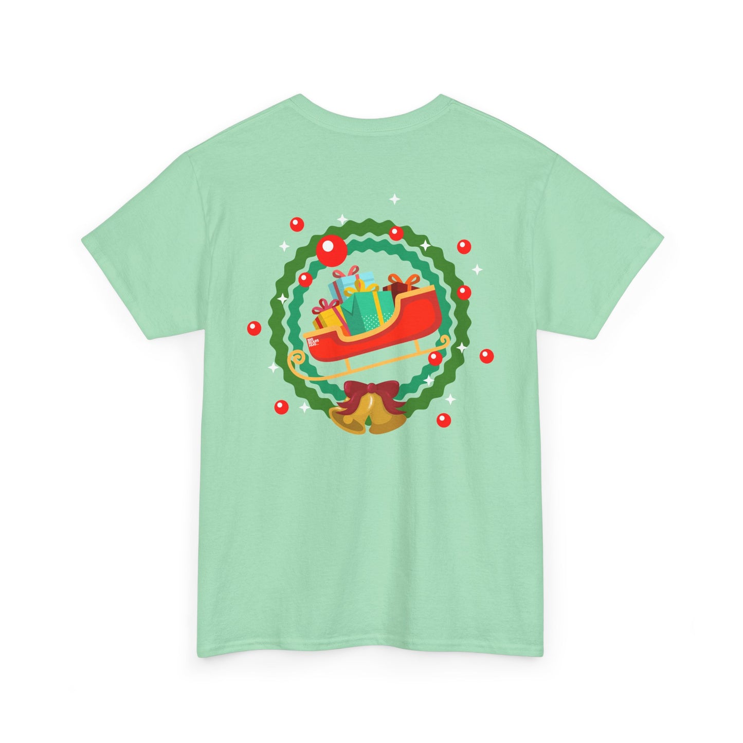 Santa coming with Christmas gifts (back) unisex crewneck t-shirt