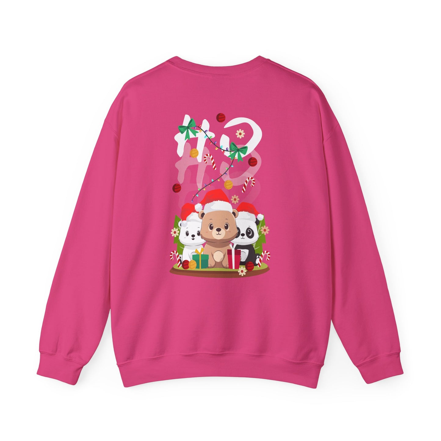 Ho Ho Ho Christmas bears (back) unisex cozy crewneck sweatshirt