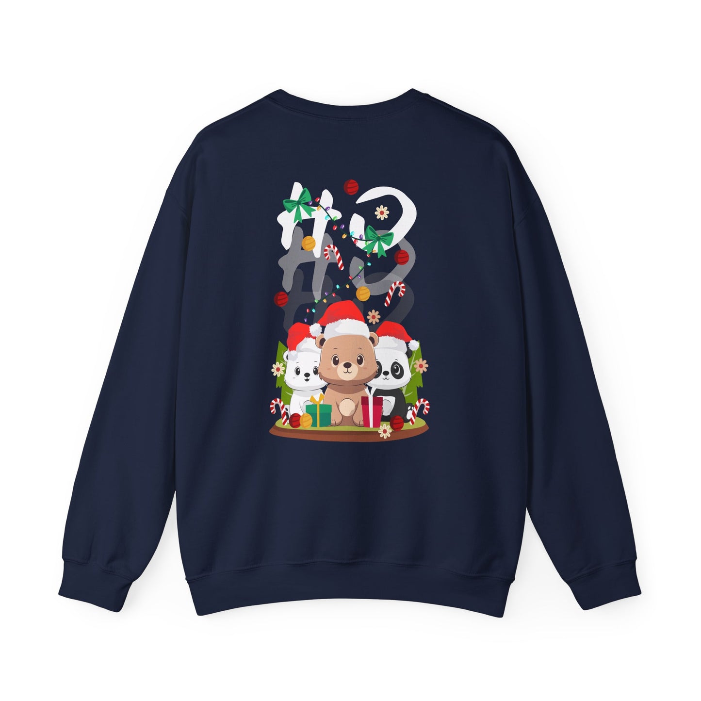Ho Ho Ho Christmas bears (back) unisex cozy crewneck sweatshirt
