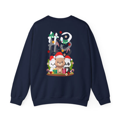 Ho Ho Ho Christmas bears (back) unisex cozy crewneck sweatshirt