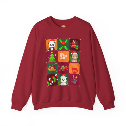 Bear hug Christmas grid (front) unisex crewneck sweatshirt
