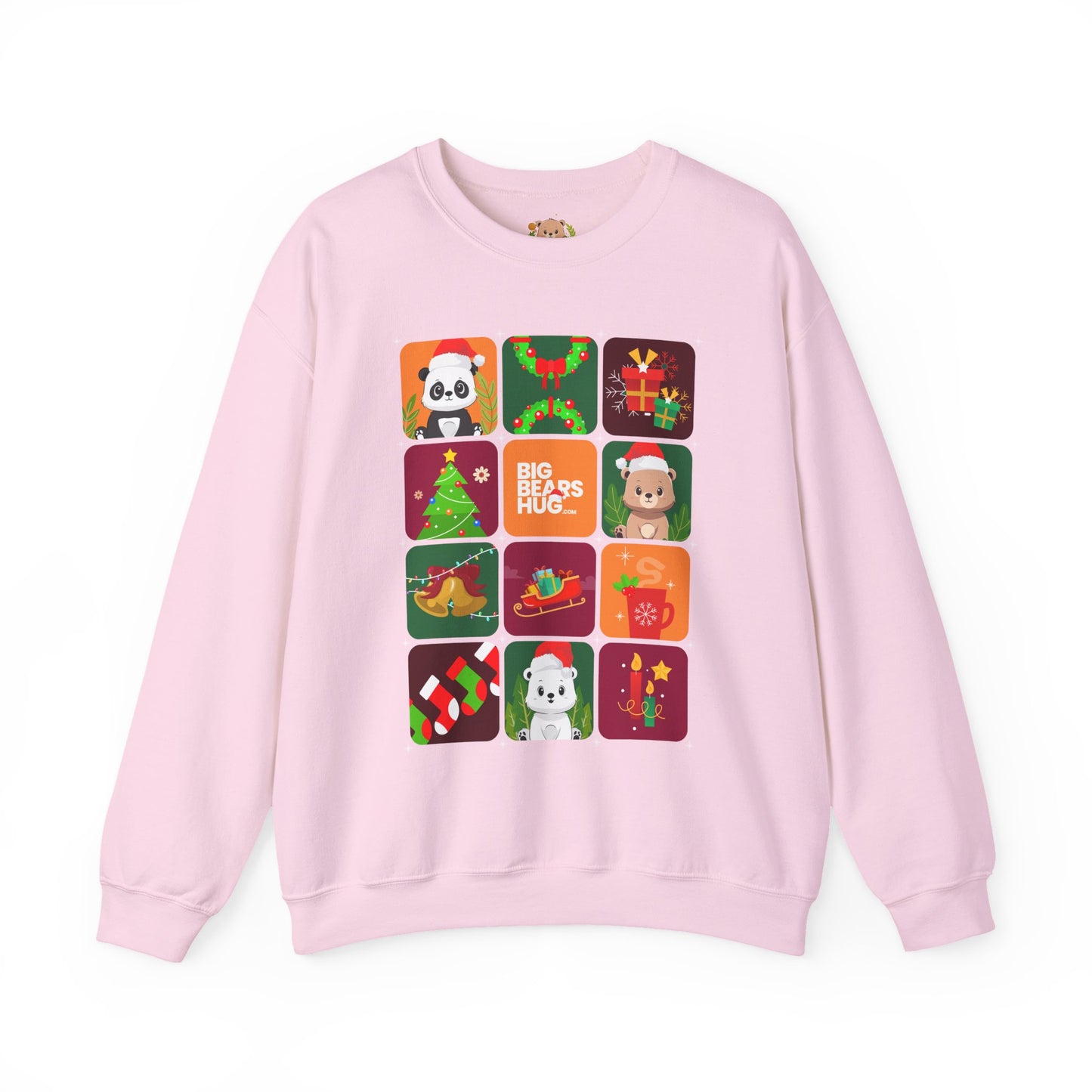 Bear hug Christmas grid (front) unisex crewneck sweatshirt