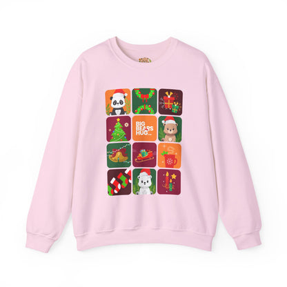Bear hug Christmas grid (front) unisex crewneck sweatshirt