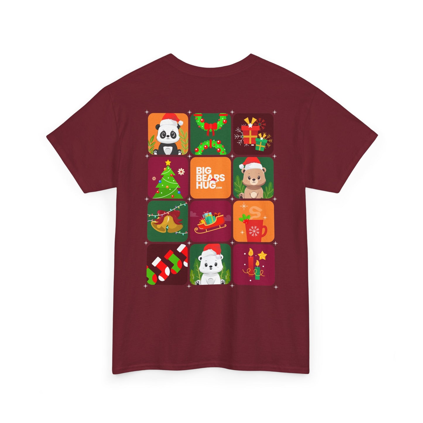 Bear hug Christmas grid (back) unisex crewneck t-shirt