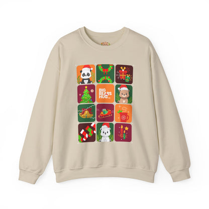 Bear hug Christmas grid (front) unisex crewneck sweatshirt