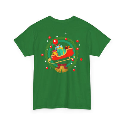 Santa coming with Christmas gifts (back) unisex crewneck t-shirt