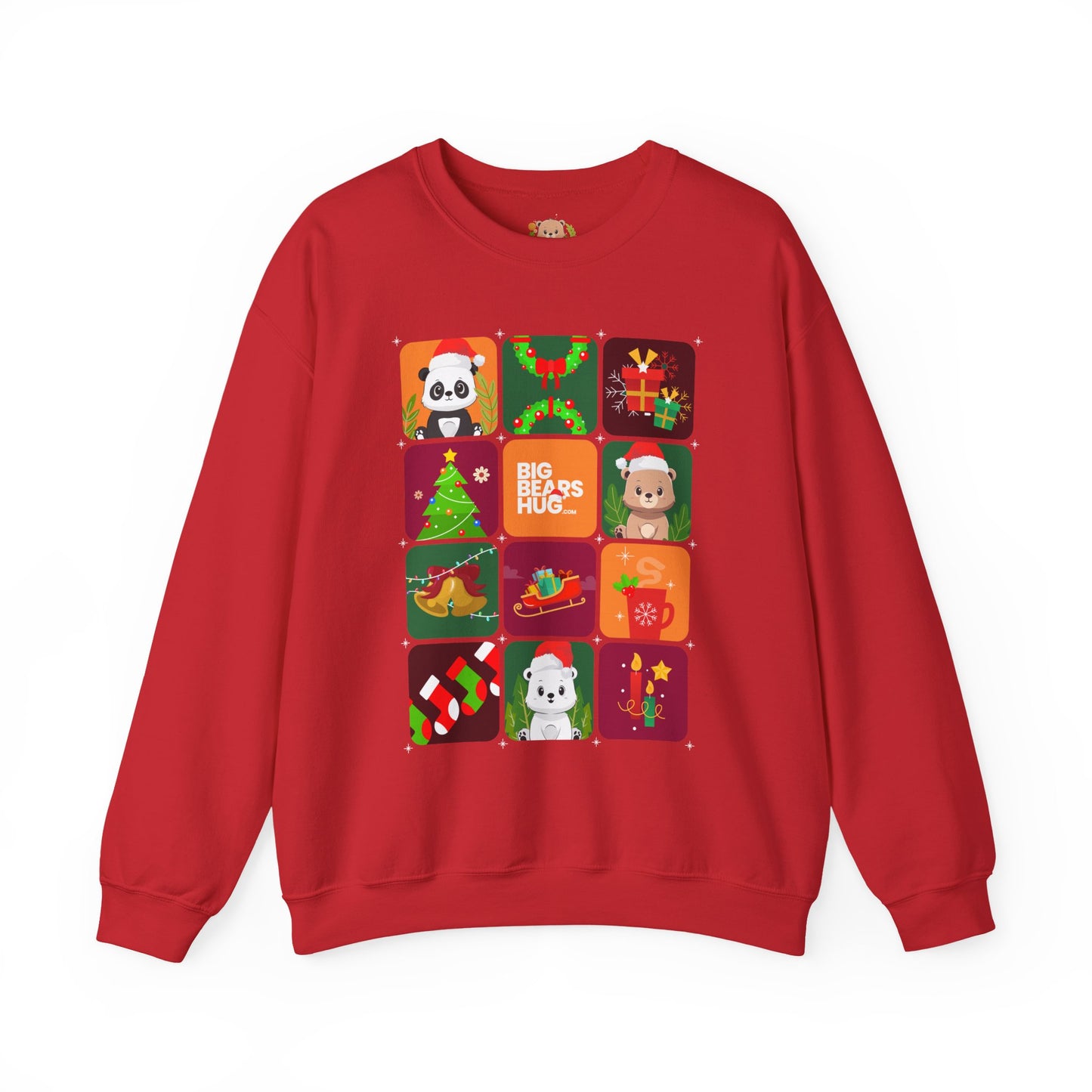 Bear hug Christmas grid (front) unisex crewneck sweatshirt