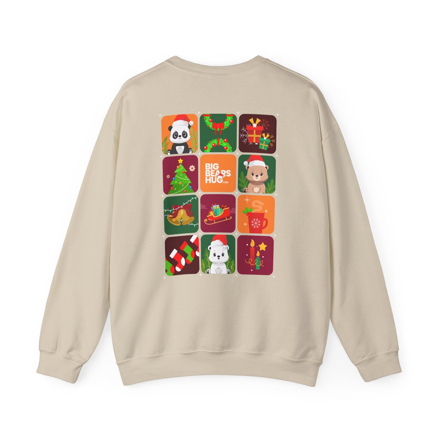 Bear hug Christmas grid (back) unisex crewneck sweatshirt