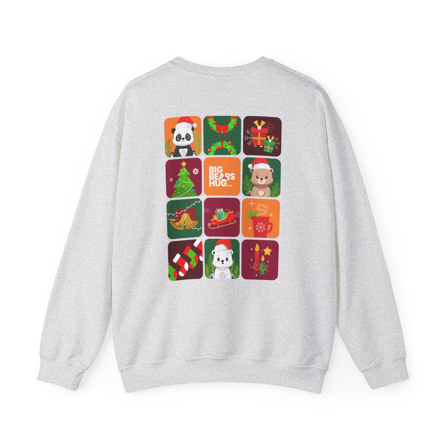 Bear hug Christmas grid (back) unisex crewneck sweatshirt