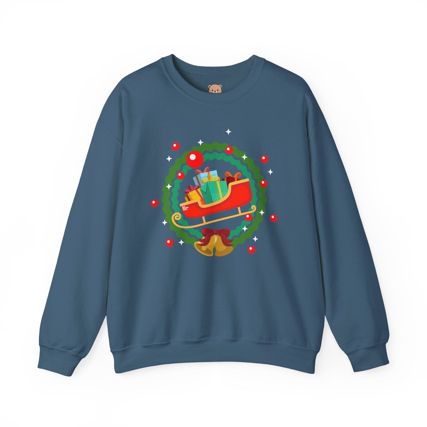 Santa coming with Christmas gifts (front) unisex cozy crewneck sweatshirt