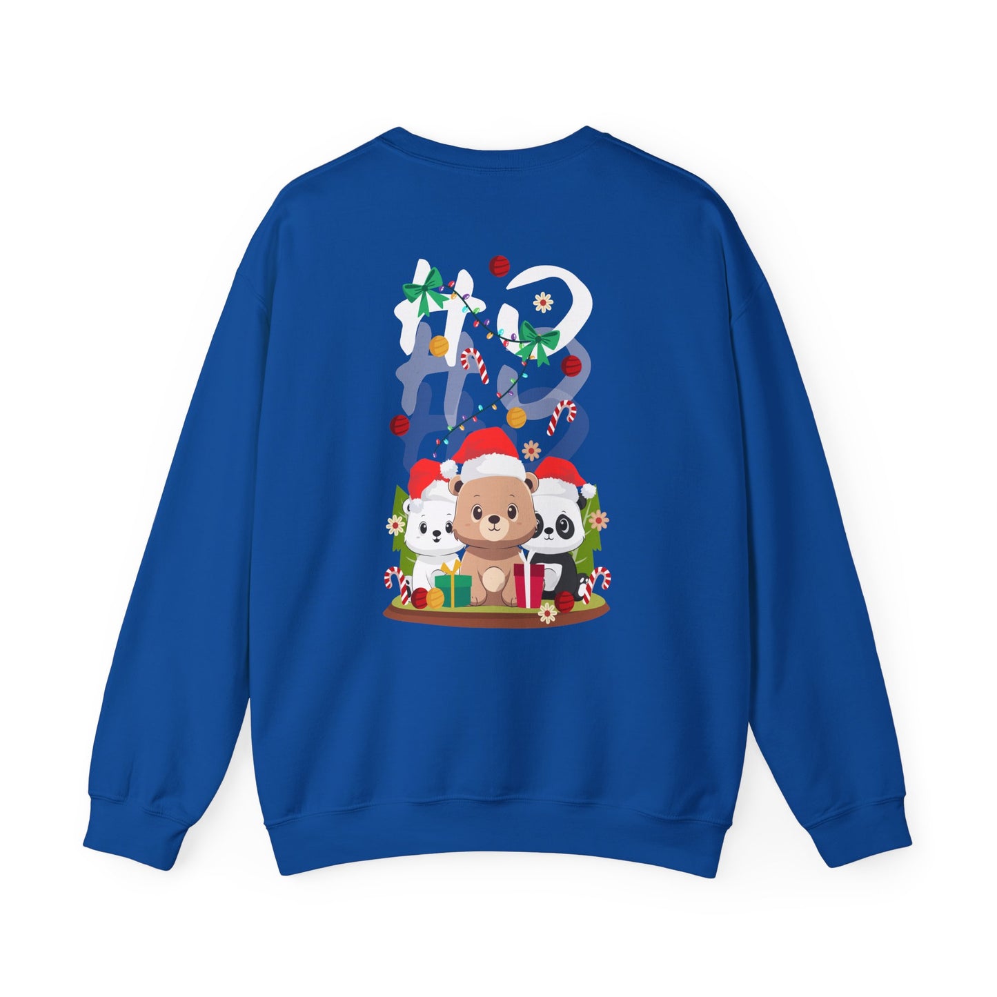 Ho Ho Ho Christmas bears (back) unisex cozy crewneck sweatshirt
