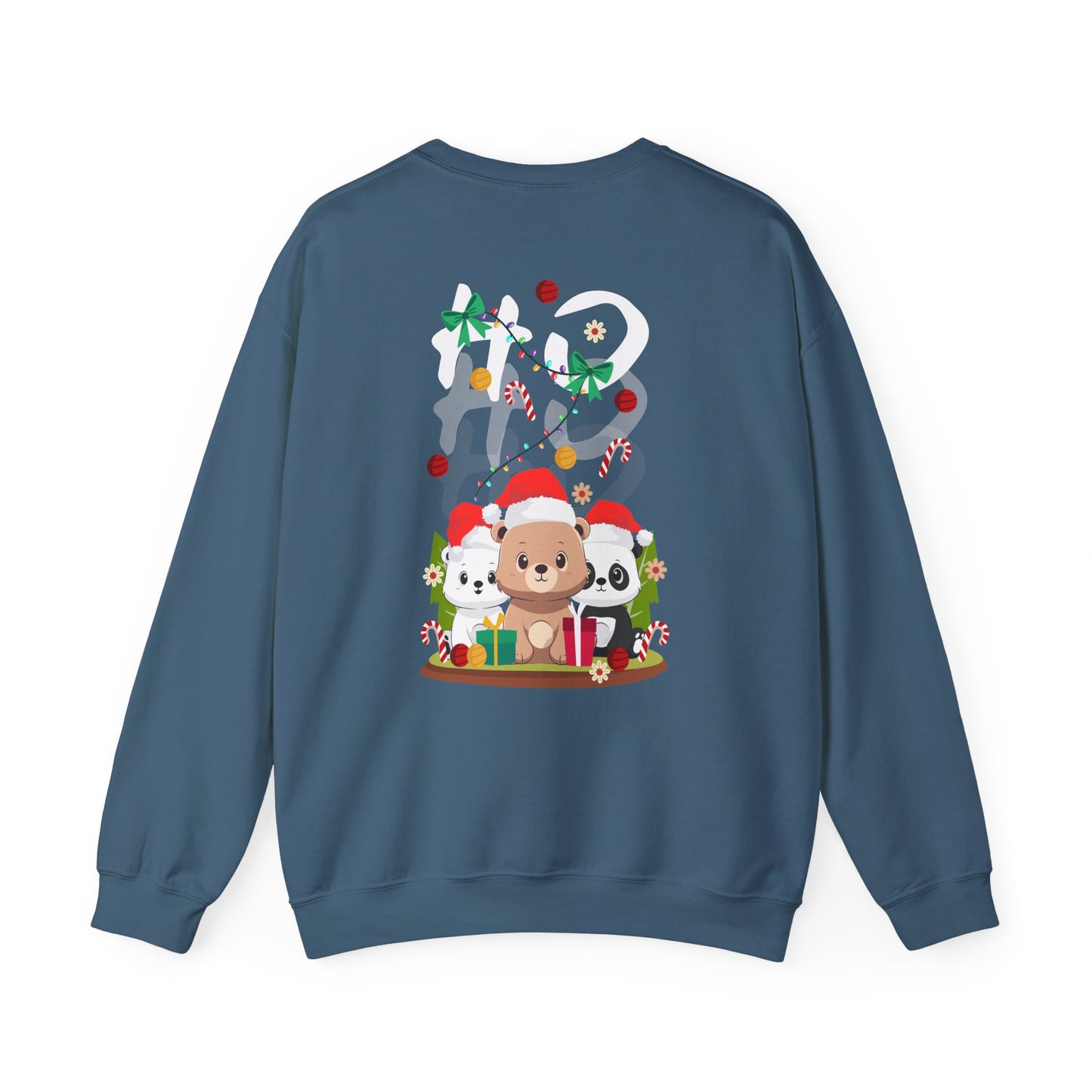 Ho Ho Ho Christmas bears (back) unisex cozy crewneck sweatshirt