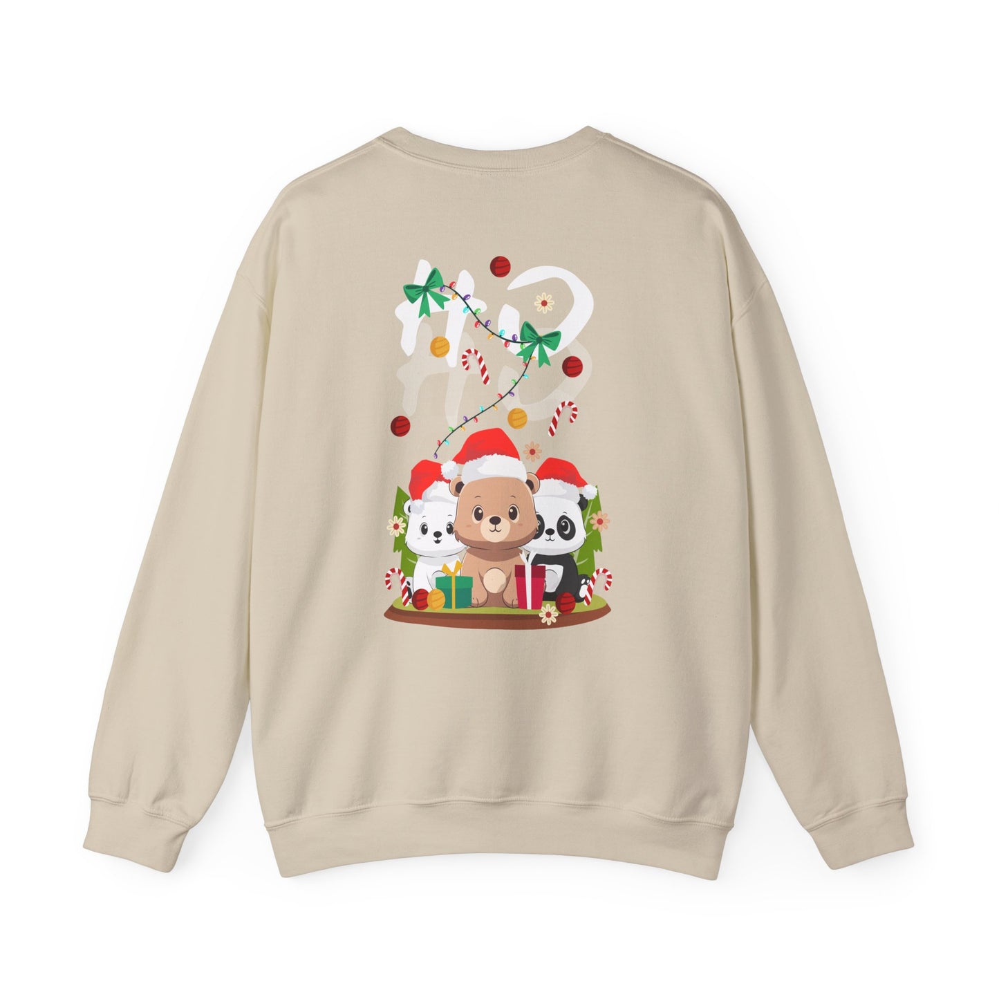Ho Ho Ho Christmas bears (back) unisex cozy crewneck sweatshirt