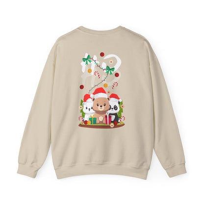 Ho Ho Ho Christmas bears (back) unisex cozy crewneck sweatshirt