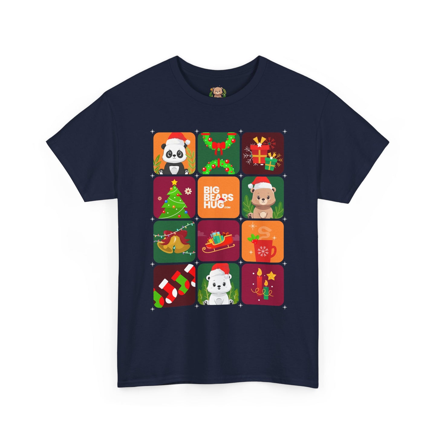Bear hug Christmas grid (front) unisex crewneck t-shirt