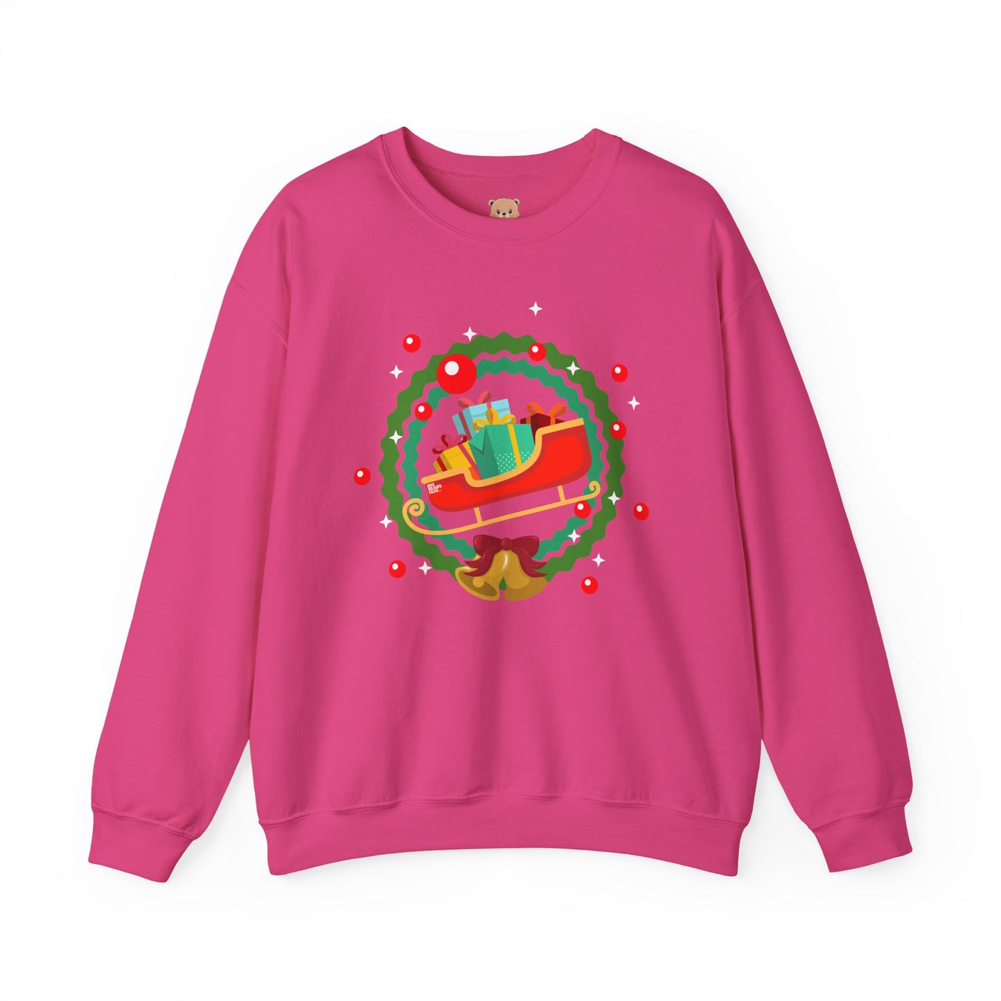 Santa coming with Christmas gifts (front) unisex cozy crewneck sweatshirt