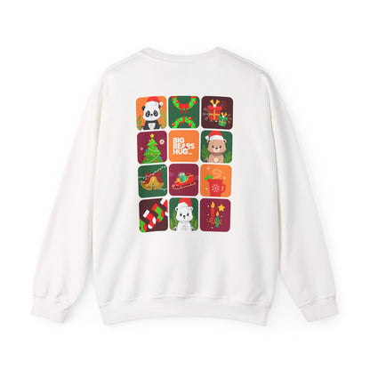 Bear hug Christmas grid (back) unisex crewneck sweatshirt