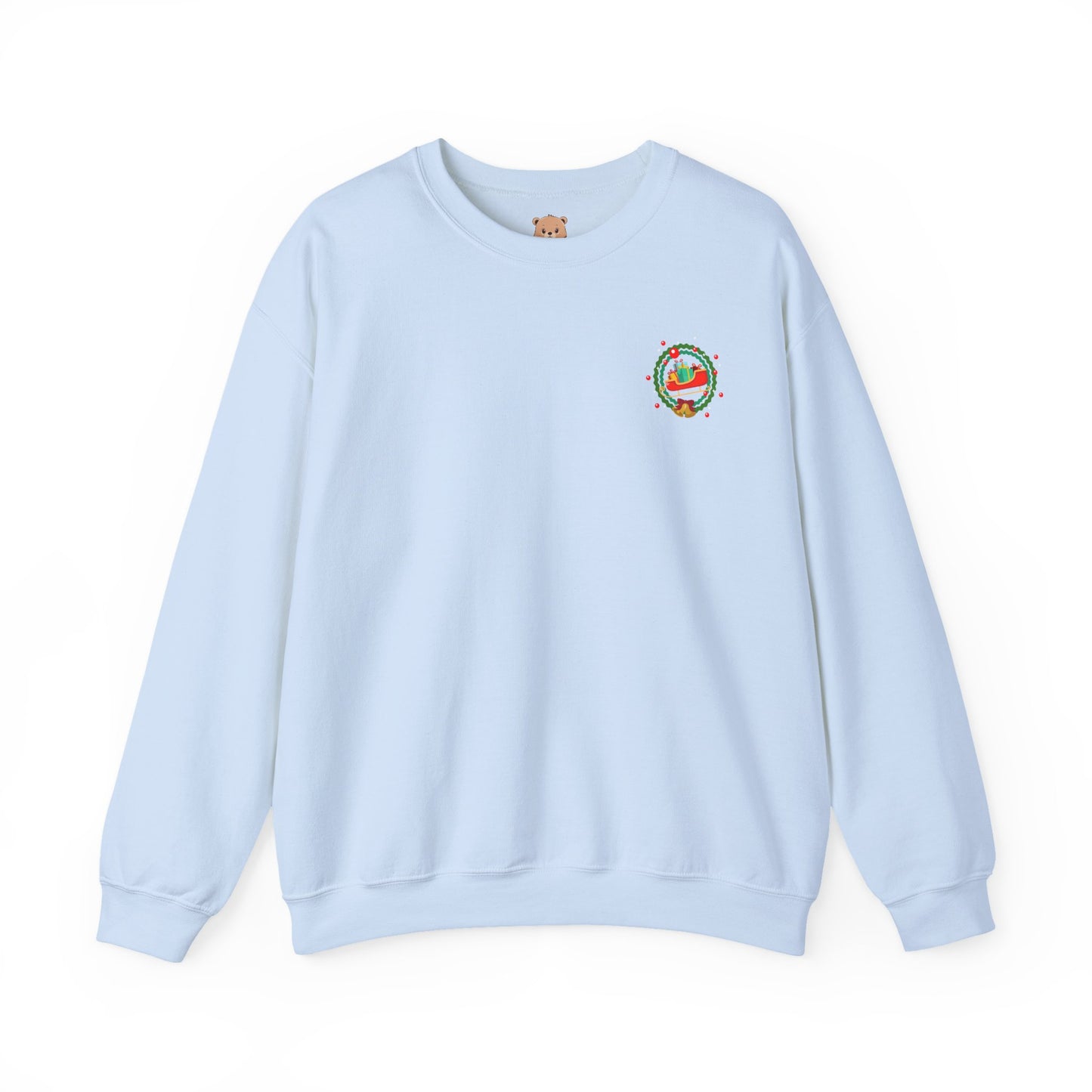 Santa coming with mini Christmas gifts (front) unisex cozy crewneck sweatshirt