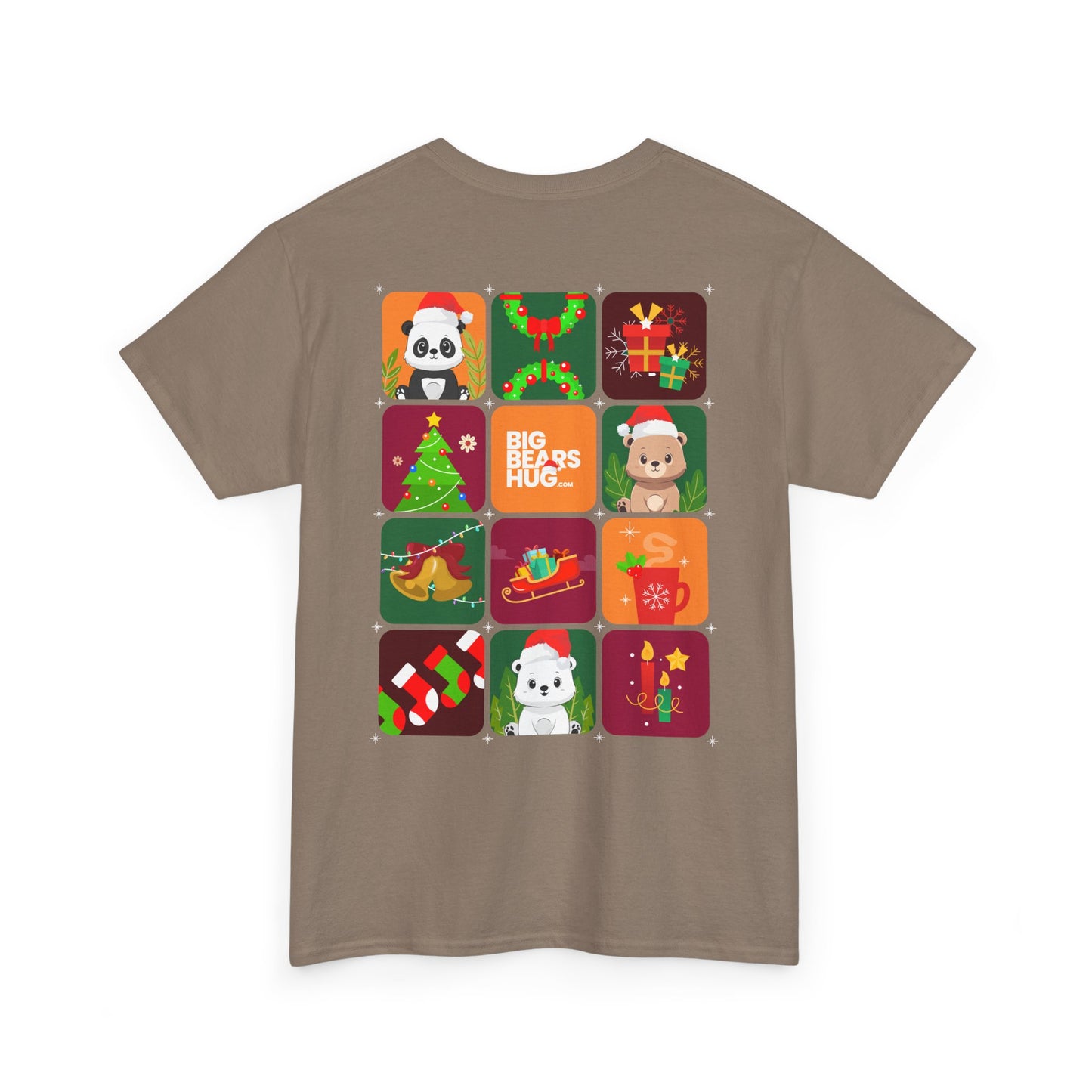 Bear hug Christmas grid (back) unisex crewneck t-shirt