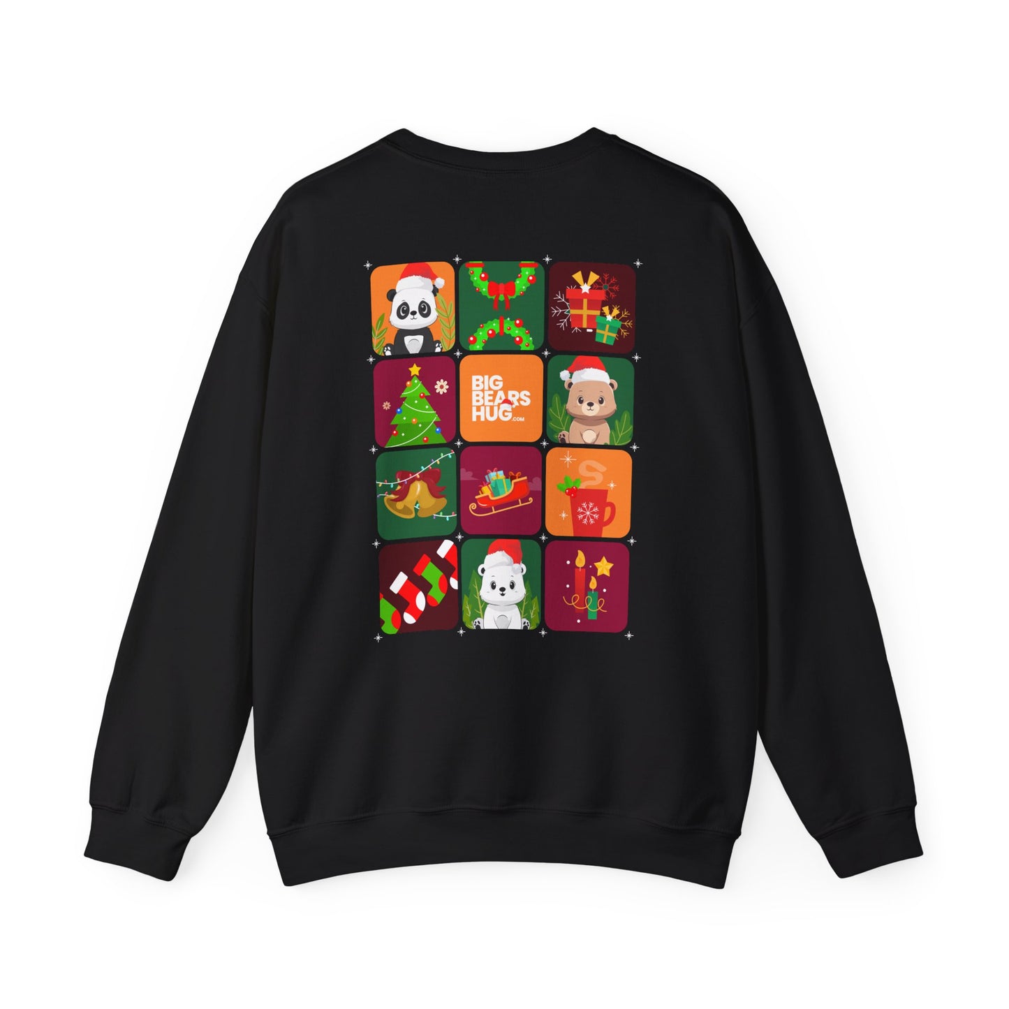 Bear hug Christmas grid (back) unisex crewneck sweatshirt