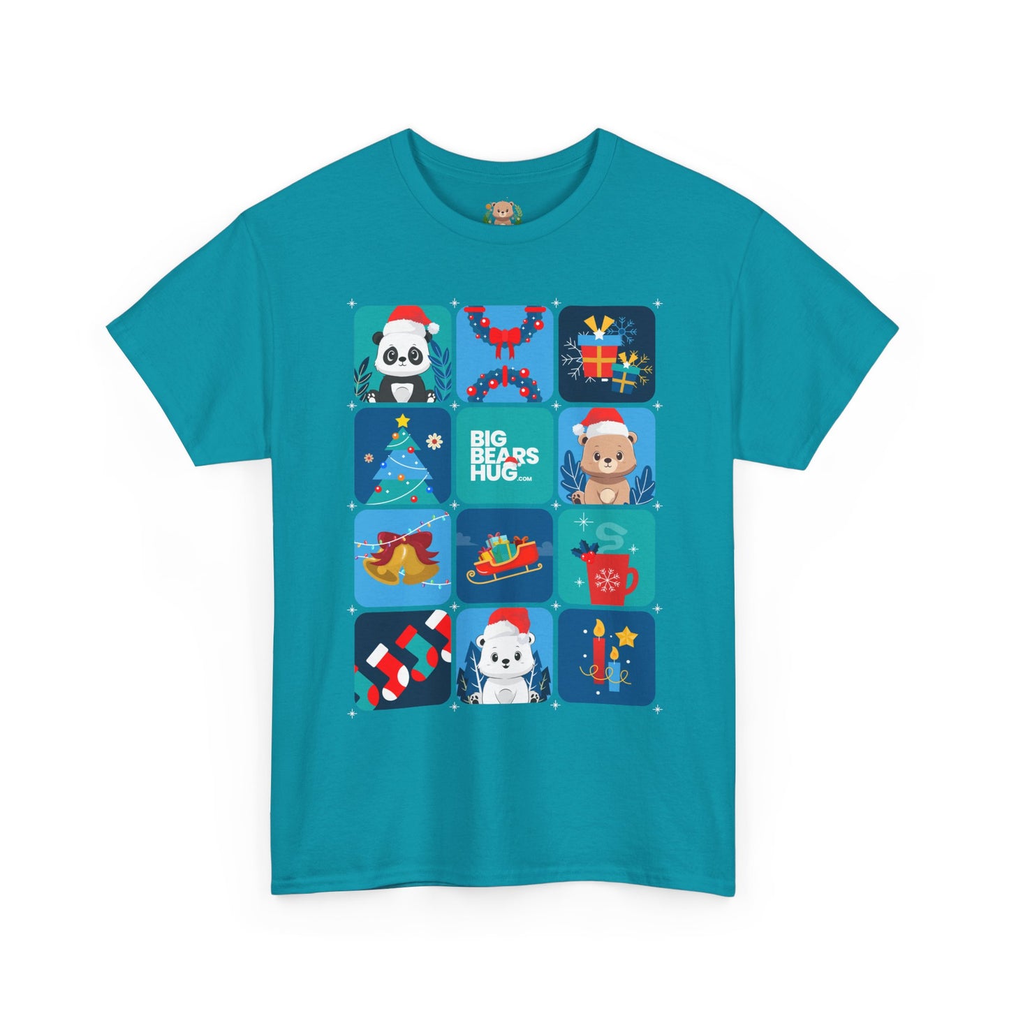 Bear hug cool Christmas grid (front) unisex crewneck t-shirt