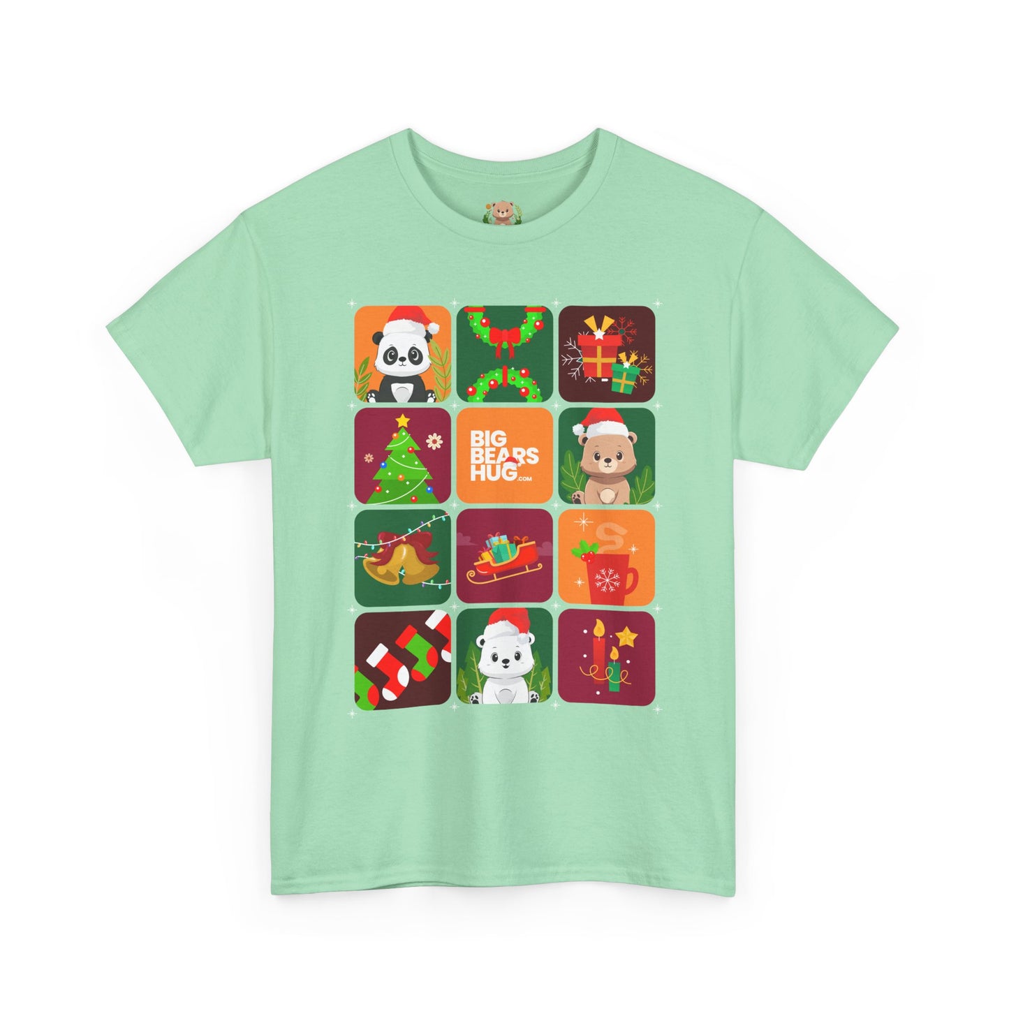 Bear hug Christmas grid (front) unisex crewneck t-shirt