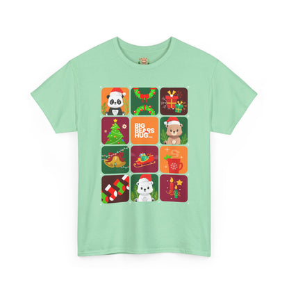 Bear hug Christmas grid (front) unisex crewneck t-shirt