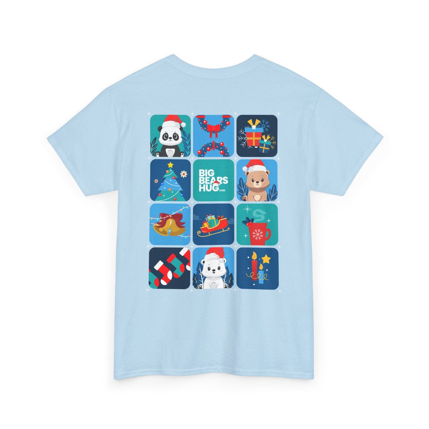 Bear hug cool Christmas grid (back) unisex crewneck t-shirt