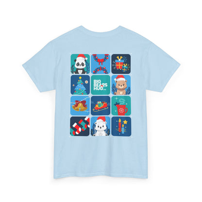 Bear hug cool Christmas grid (back) unisex crewneck t-shirt