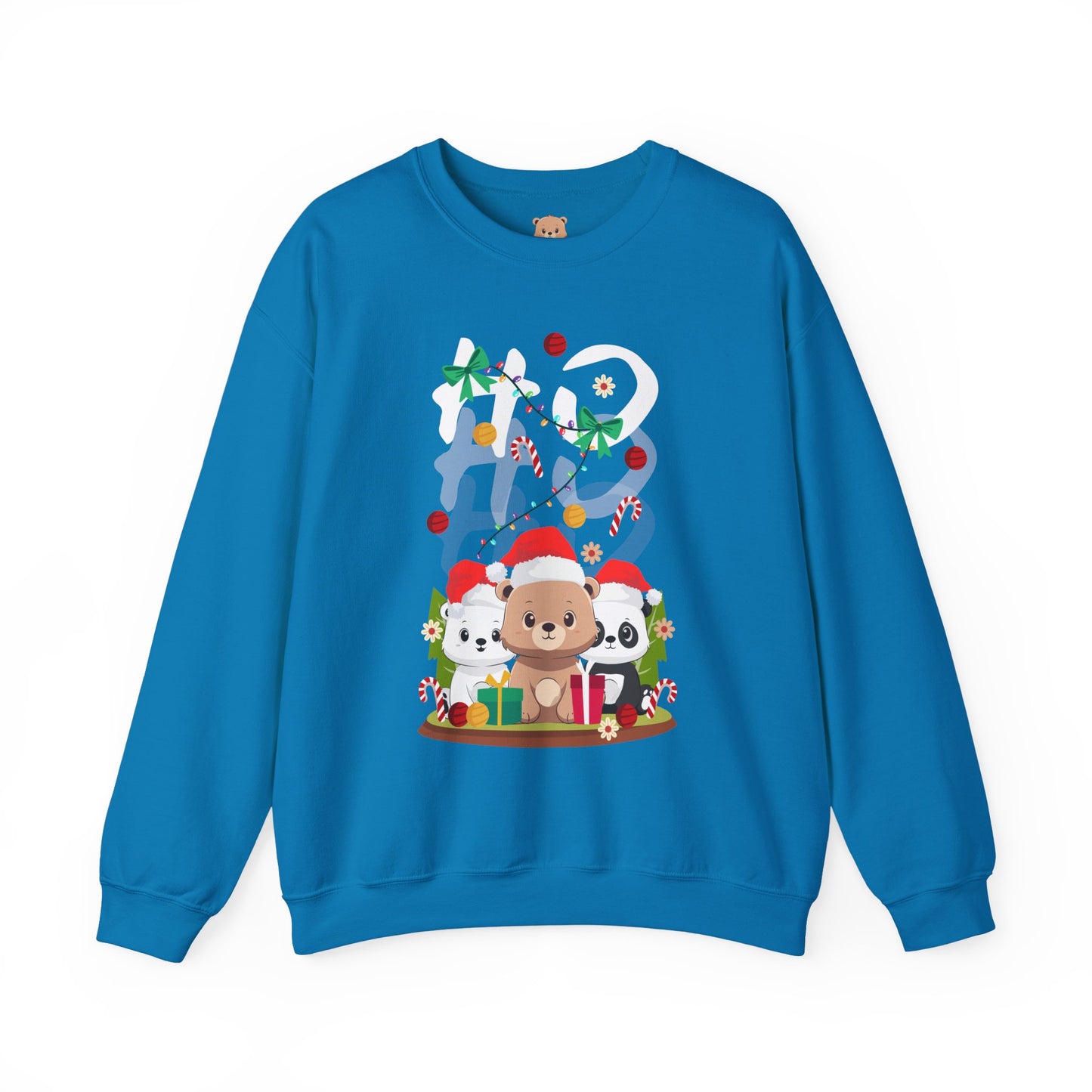 Ho Ho Ho Christmas bears (front) unisex cozy crewneck sweatshirt