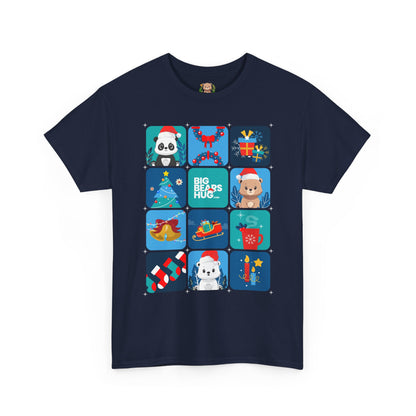 Bear hug cool Christmas grid (front) unisex crewneck t-shirt