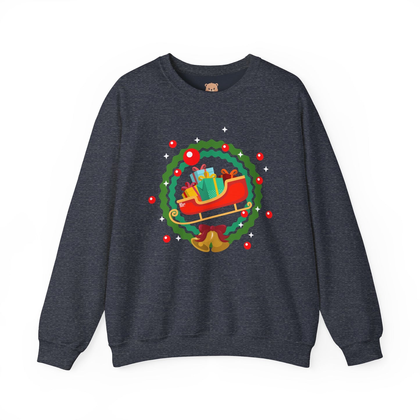 Santa coming with Christmas gifts (front) unisex cozy crewneck sweatshirt